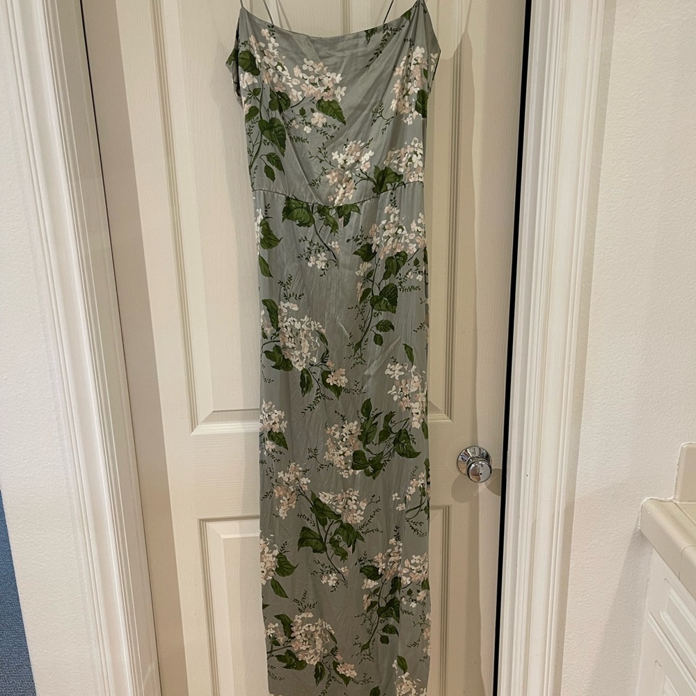 Reformation Green and White Floral Dress